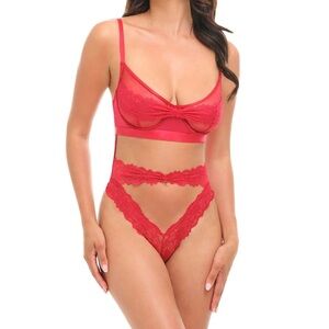 NWT Lace Underwire Teddy one piece bodysuit - Red Size S/M